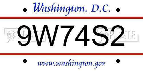 9W74S2 District Of Columbia License Plate