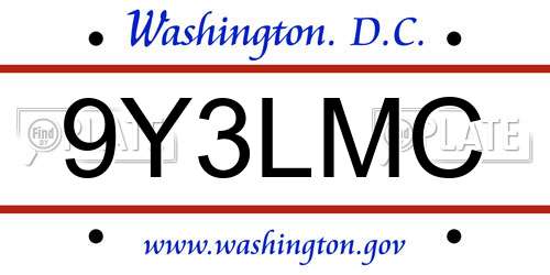 9Y3LMC District Of Columbia License Plate