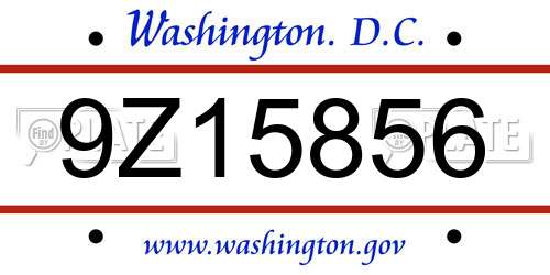 9Z15856 District Of Columbia License Plate