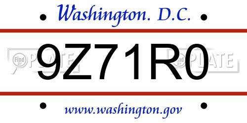 9Z71R0 District Of Columbia License Plate
