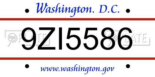 9ZI5586 District Of Columbia License Plate