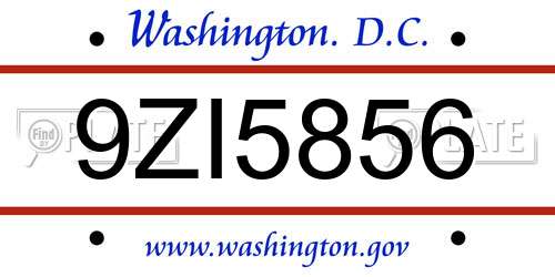 9ZI5856 District Of Columbia License Plate