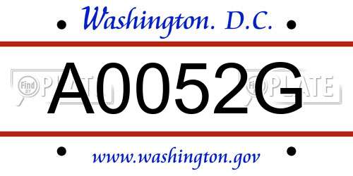 A0052G District Of Columbia License Plate