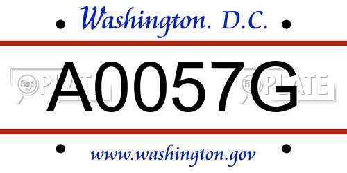 A0057G District Of Columbia License Plate
