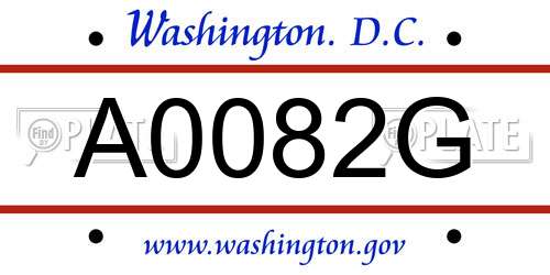 A0082G District Of Columbia License Plate