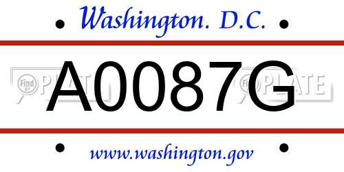 A0087G District Of Columbia License Plate