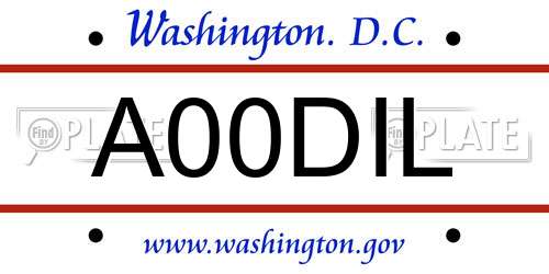 A00DIL District Of Columbia License Plate