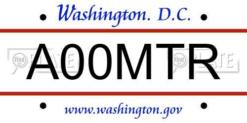 A00MTR District Of Columbia License Plate
