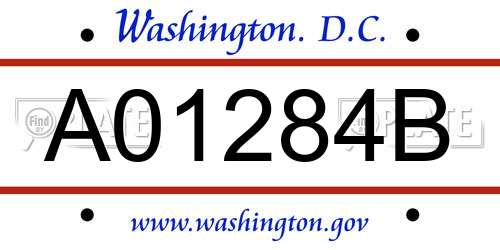 A01284B District Of Columbia License Plate
