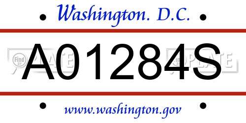 A01284S District Of Columbia License Plate