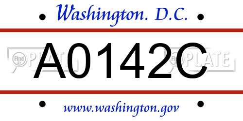 A0142C District Of Columbia License Plate
