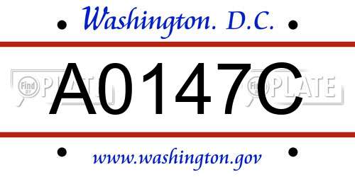 A0147C District Of Columbia License Plate