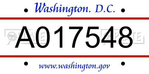 A017548 District Of Columbia License Plate