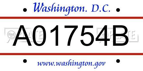 A01754B District Of Columbia License Plate