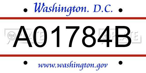 A01784B District Of Columbia License Plate
