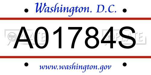 A01784S District Of Columbia License Plate