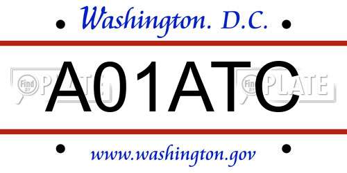 A01ATC District Of Columbia License Plate