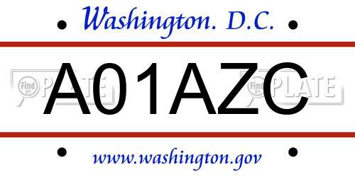 A01AZC District Of Columbia License Plate