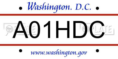 A01HDC District Of Columbia License Plate