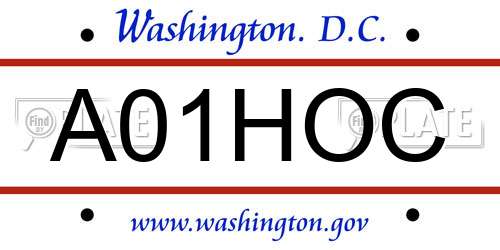 A01HOC District Of Columbia License Plate