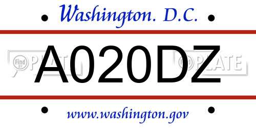 A020DZ District Of Columbia License Plate