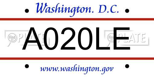 A020LE District Of Columbia License Plate
