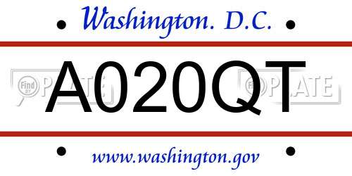 A020QT District Of Columbia License Plate