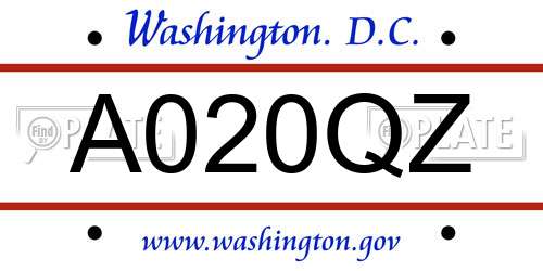 A020QZ District Of Columbia License Plate