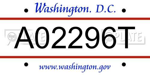 A02296T District Of Columbia License Plate