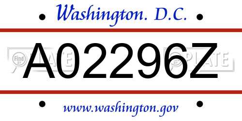 A02296Z District Of Columbia License Plate