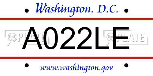 A022LE District Of Columbia License Plate