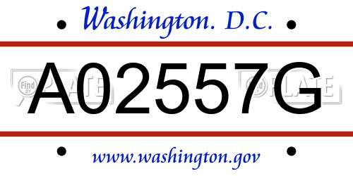 A02557G District Of Columbia License Plate