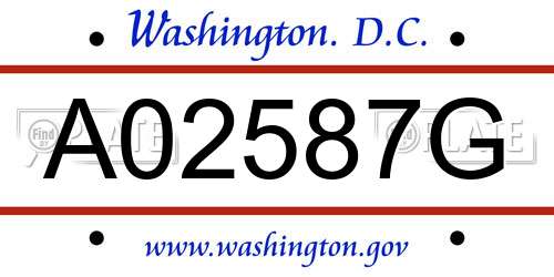 A02587G District Of Columbia License Plate