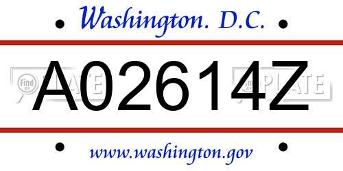 A02614Z District Of Columbia License Plate