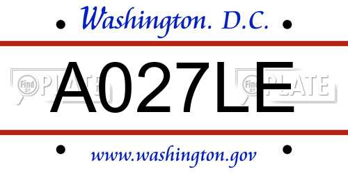 A027LE District Of Columbia License Plate