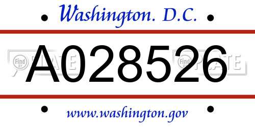 A028526 District Of Columbia License Plate