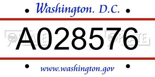 A028576 District Of Columbia License Plate