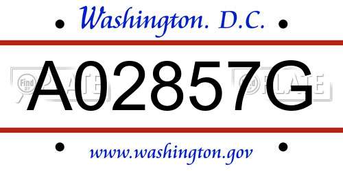 A02857G District Of Columbia License Plate