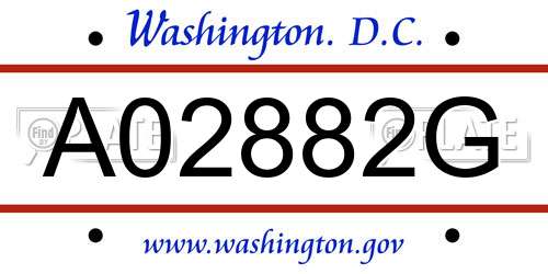 A02882G District Of Columbia License Plate