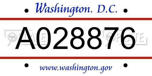 A028876 District Of Columbia License Plate
