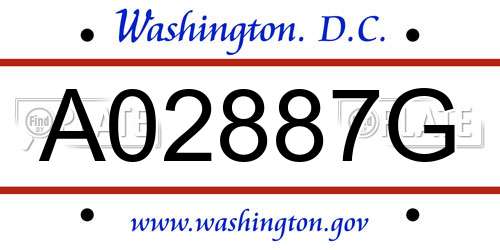A02887G District Of Columbia License Plate