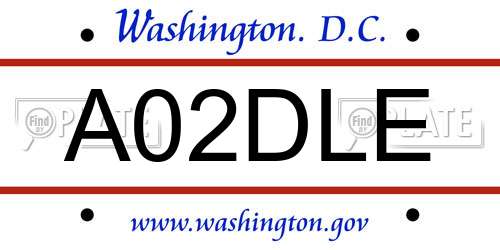 A02DLE District Of Columbia License Plate