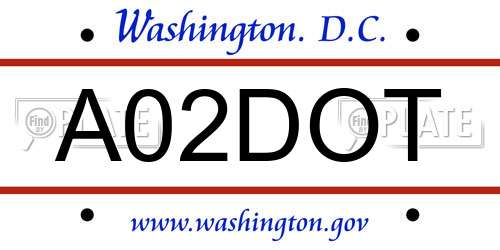 A02DOT District Of Columbia License Plate