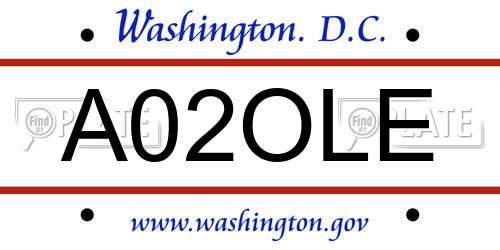 A02OLE District Of Columbia License Plate
