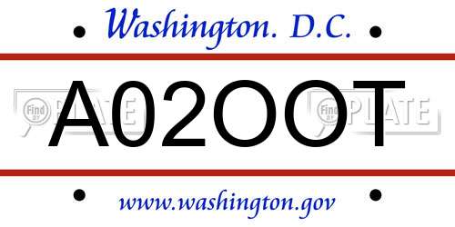 A02OOT District Of Columbia License Plate