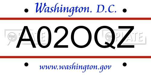 A02OQZ District Of Columbia License Plate