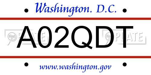 A02QDT District Of Columbia License Plate