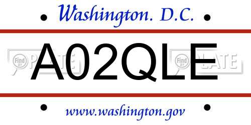 A02QLE District Of Columbia License Plate