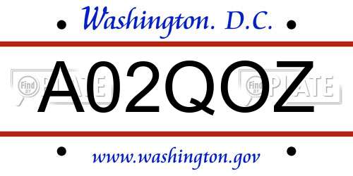 A02QOZ District Of Columbia License Plate