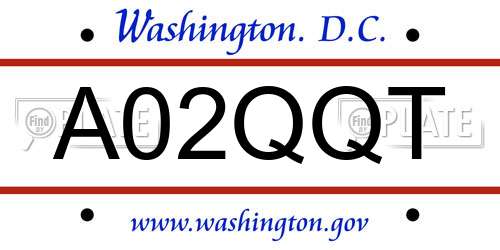 A02QQT District Of Columbia License Plate
